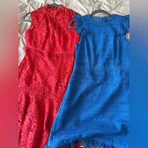 Bardot Vibrant Red Lace and J. Crew Cobalt Blue Lace Cocktail